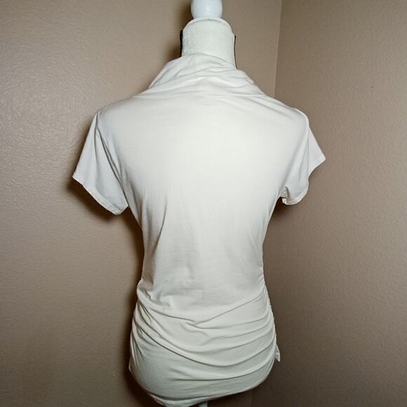 CAbi short sleeve side cinch cowl neck shirt top M - Picture 3 of 6